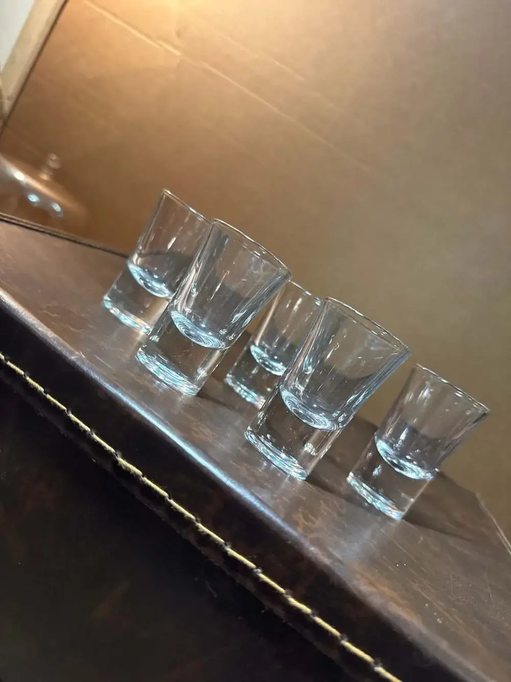 Bormioli Rocco Ypsilon Shot Glasses Set of 5 Clear Glass Heavy Bottom 2 oz